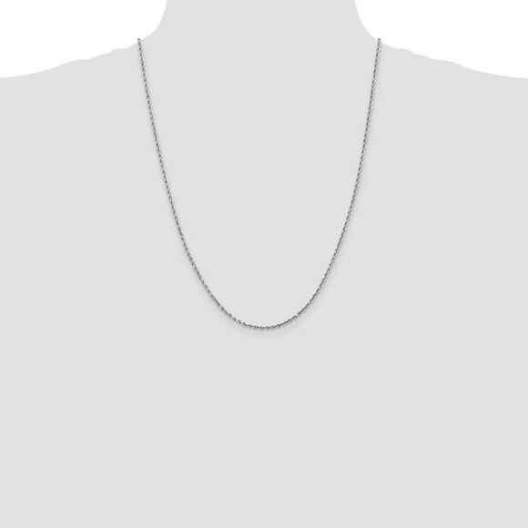 2mm, 14k White Gold, Diamond Cut Solid Rope Chain Necklace, 24 Inch - Picture 2 of 8